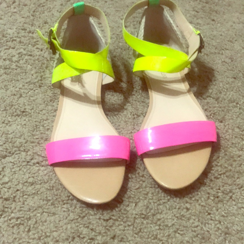 Neon patent leather sandals